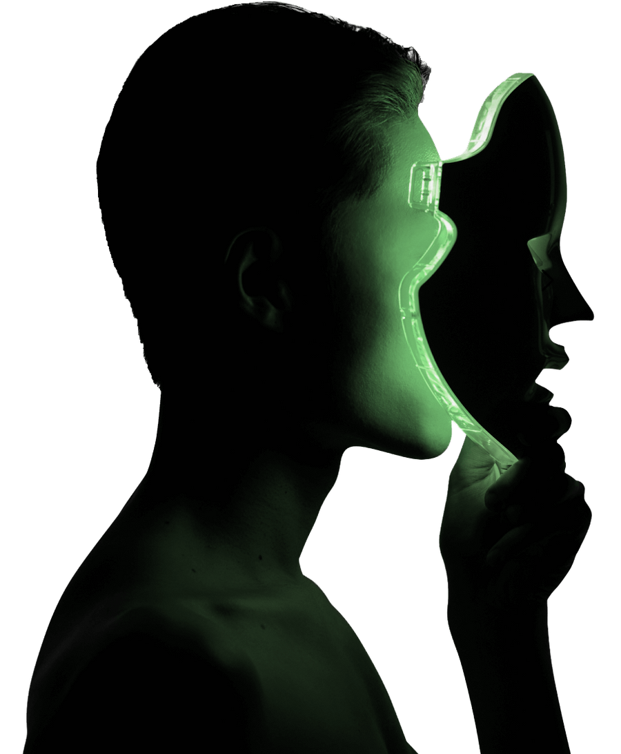 Profile lit by green light, 520 nanometres